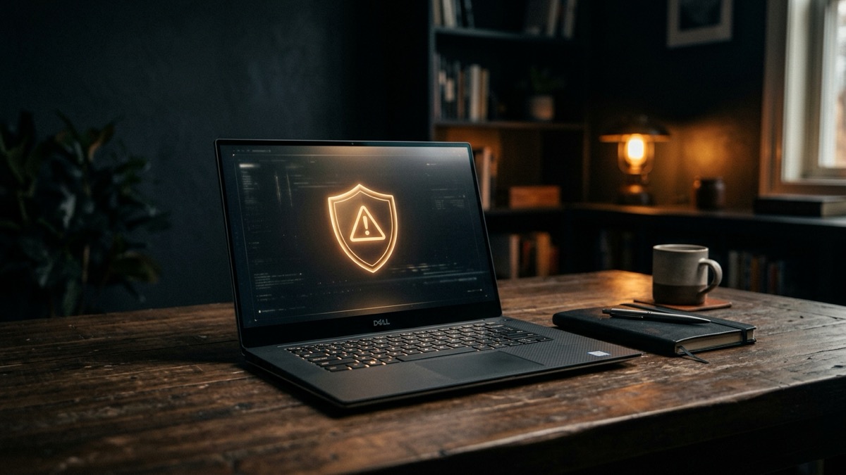 Laptop screen showing a malware warning, illustrating the difference between malware, viruses and ransomware