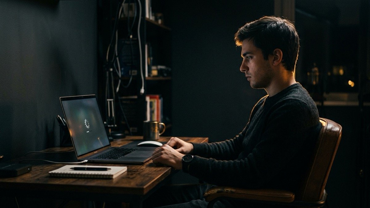 Split view of a technician fixing a laptop remotely on one side and in person on the other